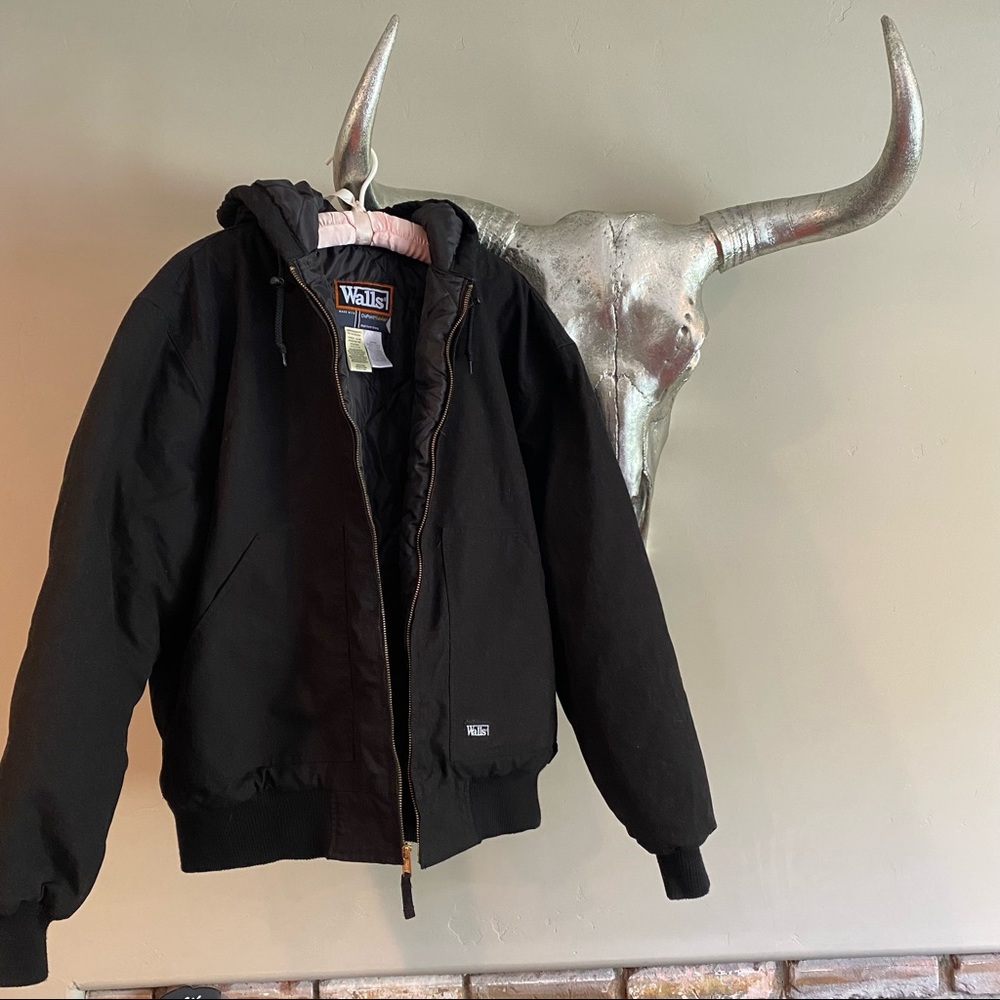 Walls Black Hoodie Zip Coat